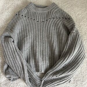 Elodie Light Gray Chunky Crewneck Sweater